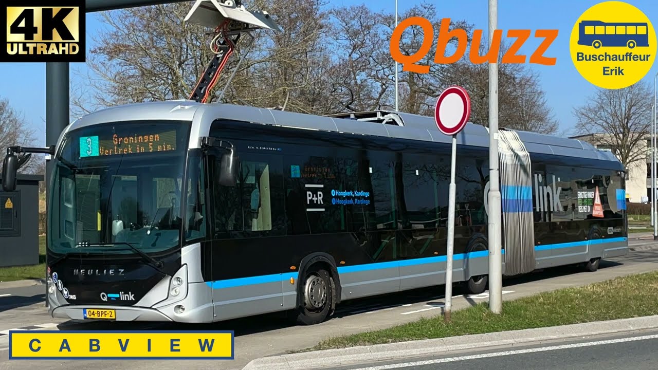 [4K] Cab ride Netherlands | Qbuzz lijn 3: Leek - Groningen - Lewenborg | Cab view | 2022