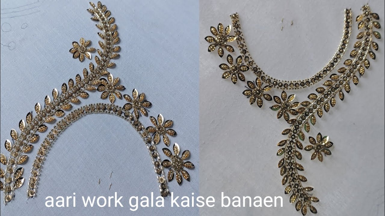 aari work sequence Patra se Gala Kaise banaen Hath Kadhai sequence Patra se Gala Kaise banaen