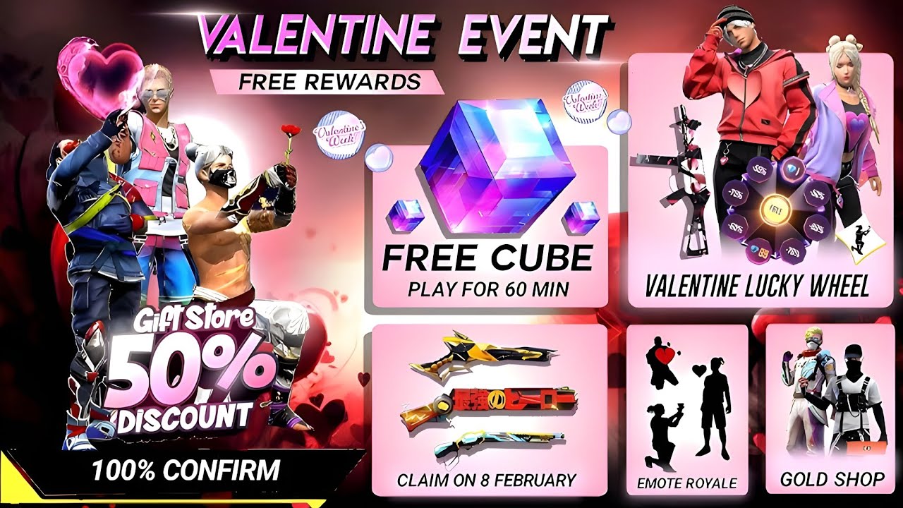 VAILETINE EVENT FREE REWARDS🔥|Free Fire Max |Valentine New Event | Ff New Event