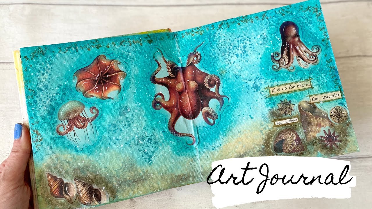 Mixed Media Art Journal With new Antiquarian Sticker Book