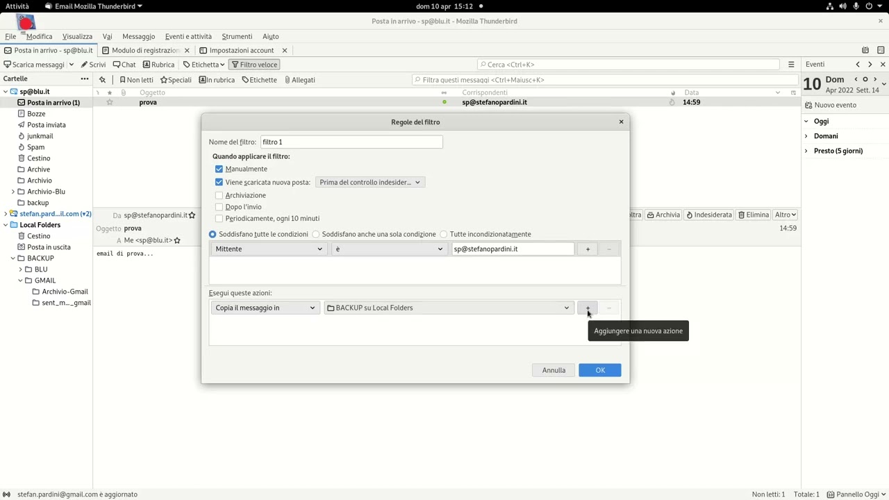 Filtrare i messaggi di posta elettronica con thunderbird
