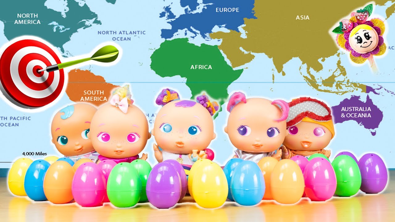 🎯 Mes bébés lancent une fléchette sur une carte et ouvrent l'œuf là ou elle atterri | Dart at a map