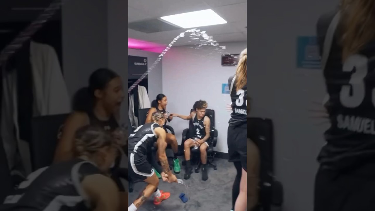 Phantom BC locker room celebration of 1st win in Unrivaled