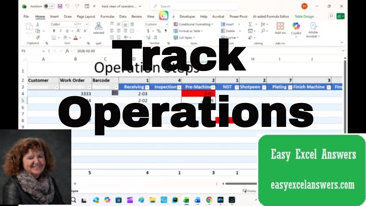 Track the progress of the steps of your operation with barcodes in Excel