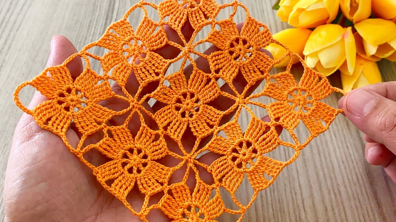 CROCHET NEW AND EASY DESIGN Square Motif Blouse, Shawl, Sweather, Tunic, Runner Pattern