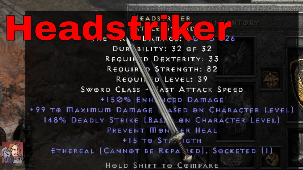 D2R Unique Items - Headstriker (Battle Sword)