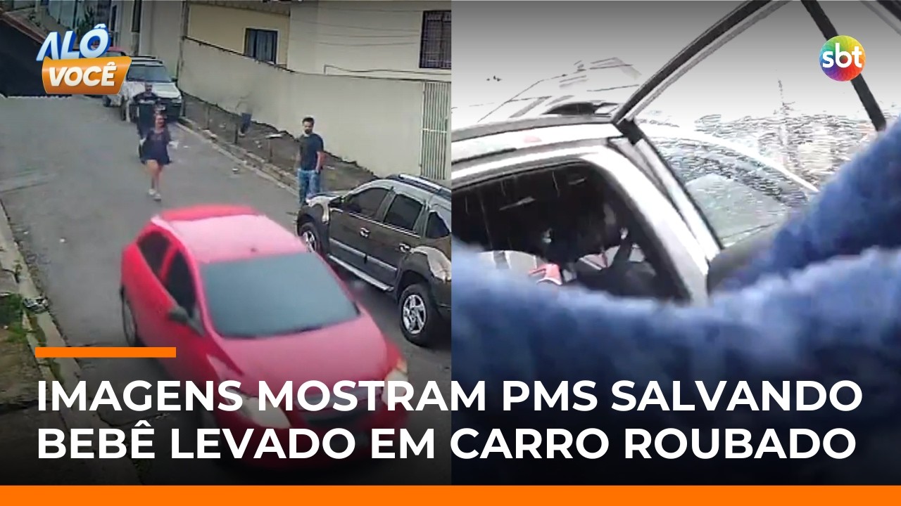 Câmeras corporais mostram PMs salvando bebê levado em carro roubado; homem foi preso | #AloVoce