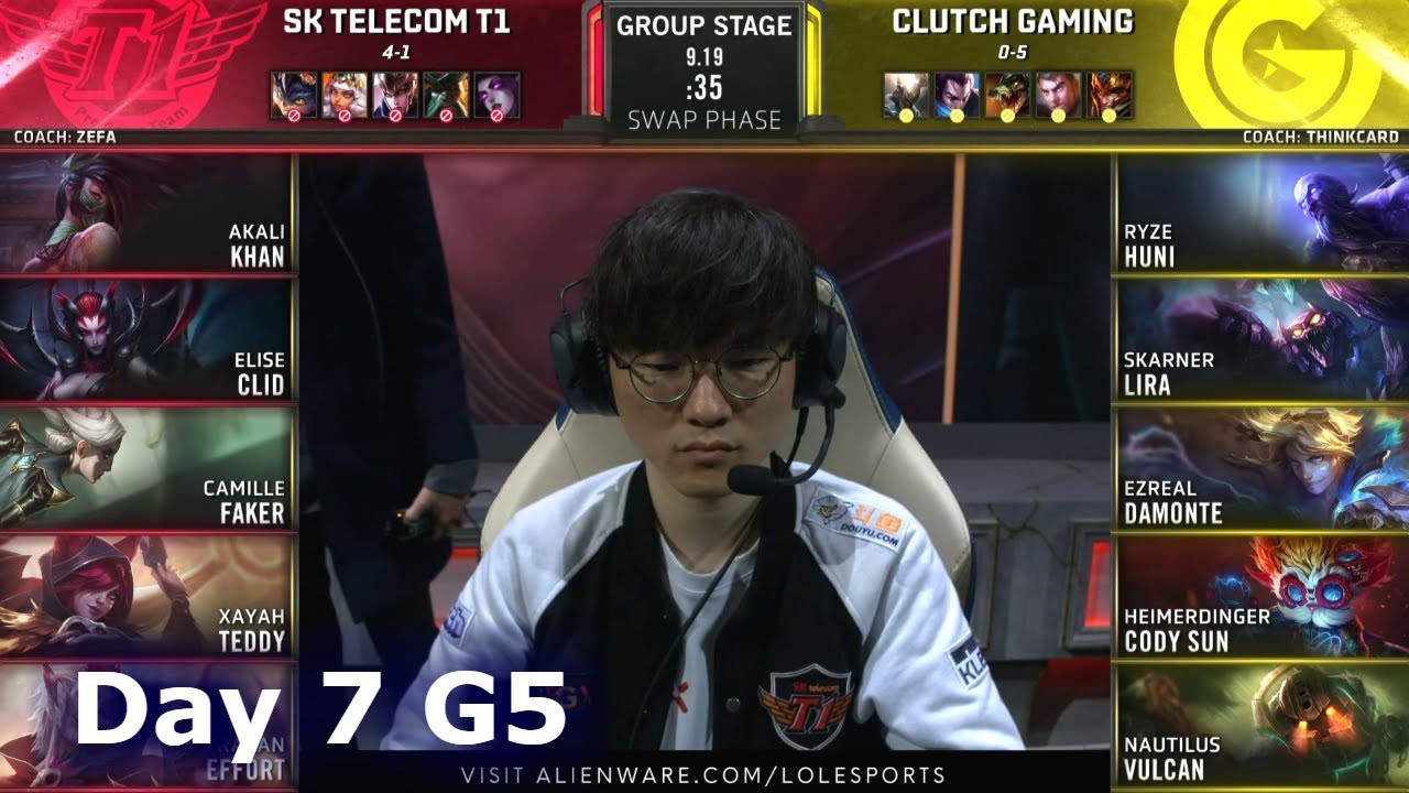 SKT vs CG | Day 7 S9 LoL Worlds 2019 Group Stage | SK Telecom T1 vs Clutch Gaming