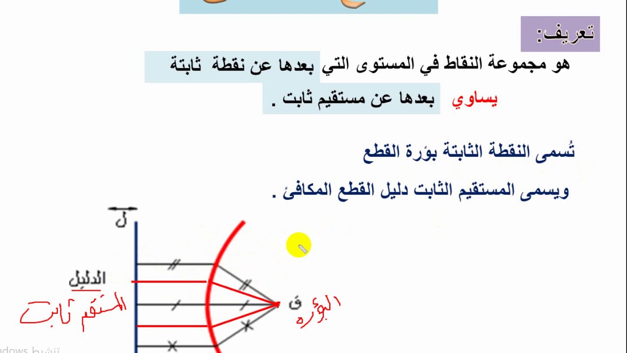 القطع المكافىء  - 1 -