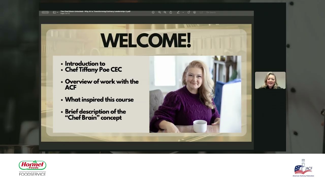 ACF Chef's Table Webinar Series The Chef Brain Unlocked Why AI Is Transforming Culinary Leadership