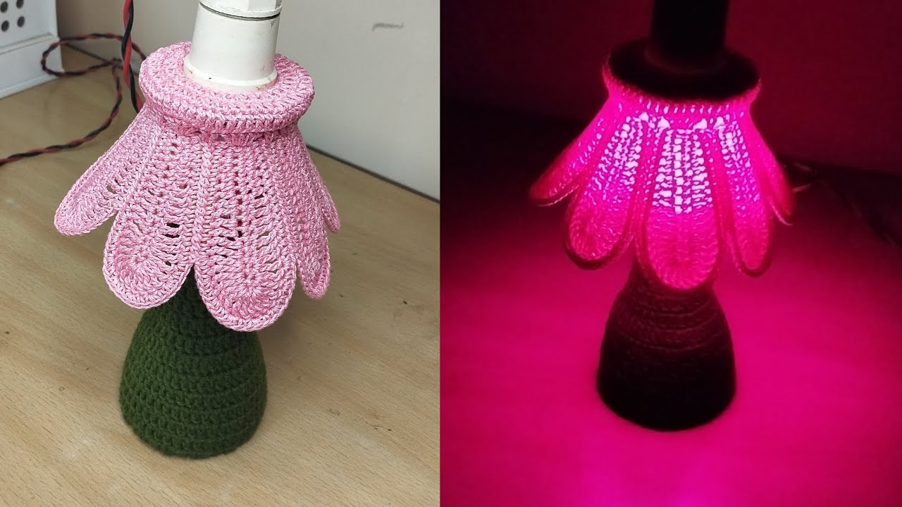 Crochet night lamp,Crochet teble lamp, Beginners crochet,Crochet wall decor, crochet gift, 