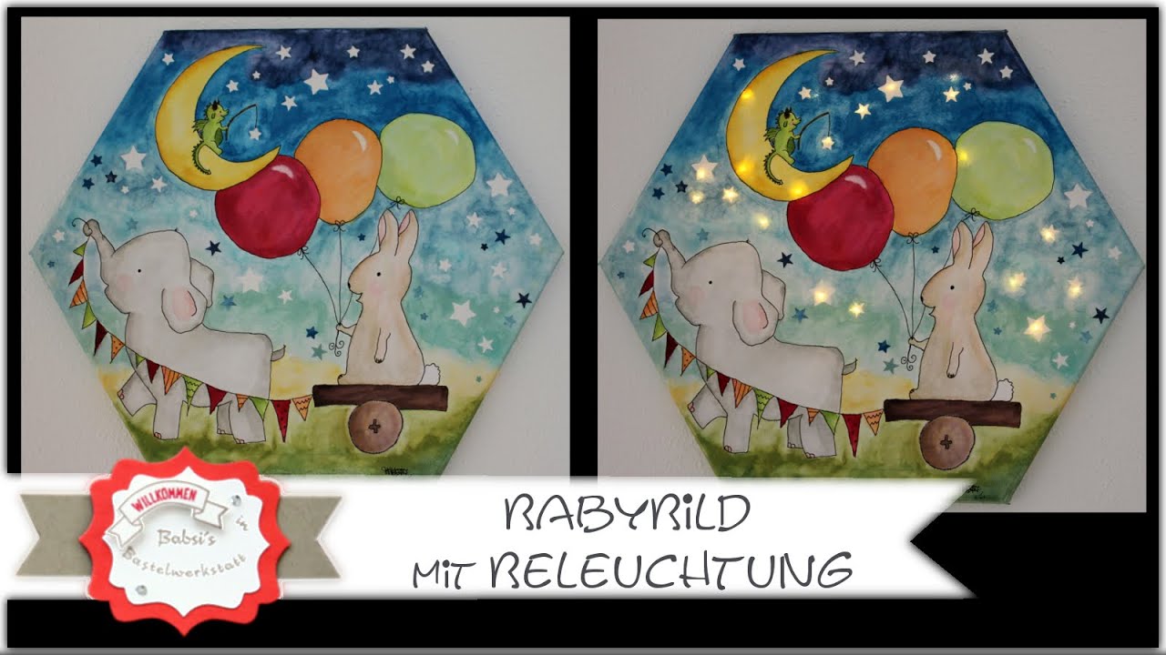 Kinderzimmerbild - Kinderzimmerlampe selber basteln - Babybild - Babylampe DIY einfach - Stampin Up