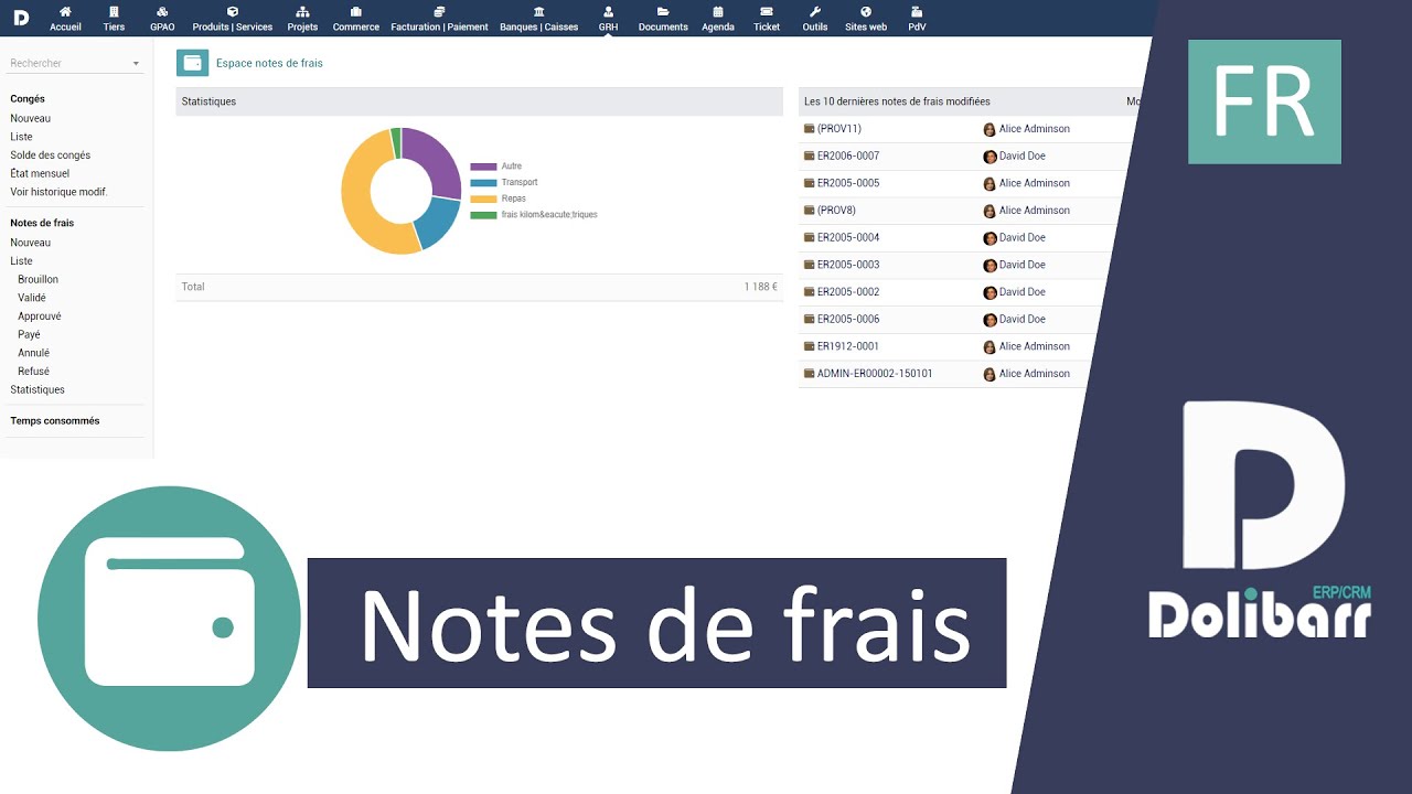 Tutoriel 2 - FR - Notes de frais dans Dolibarr ERP CRM