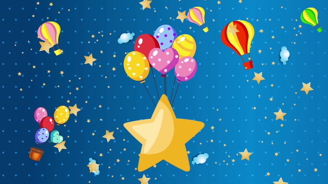 Cartoon atmosphere five-pointed star balloon fluttering beautiful background video - Cartoon kids