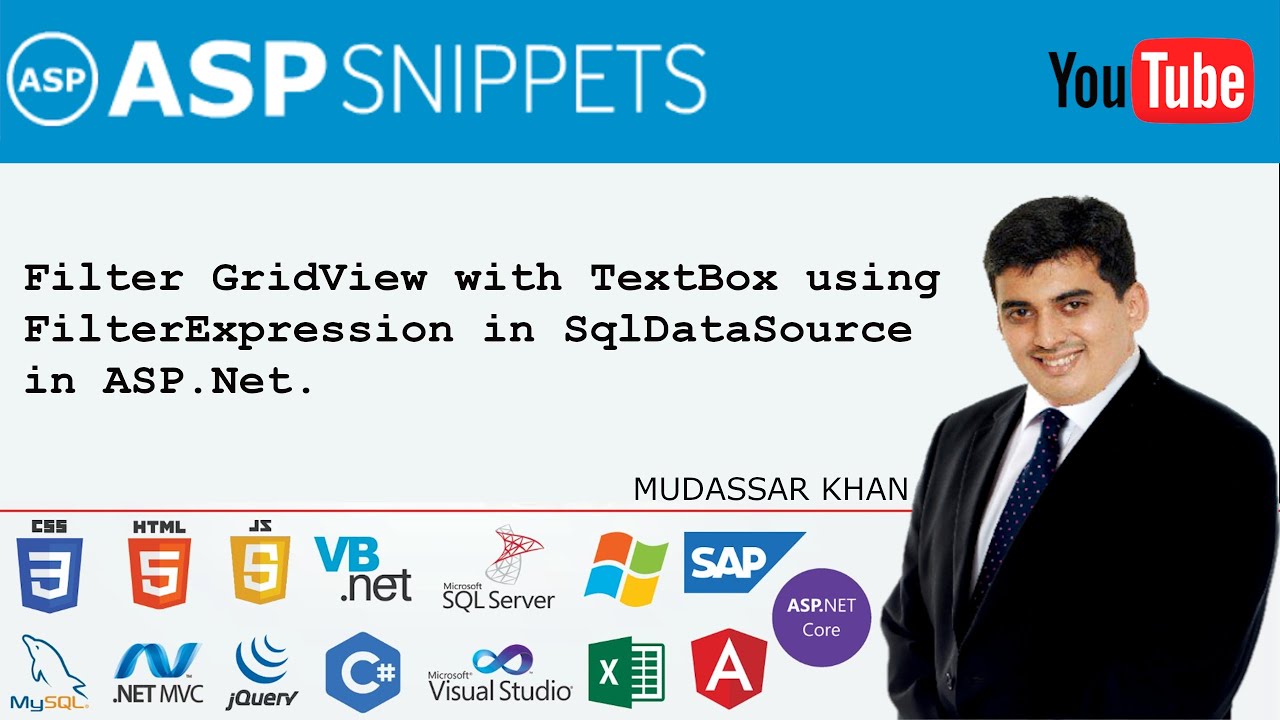 Filter GridView with TextBox using FilterExpression in SqlDataSource in ASP.Net