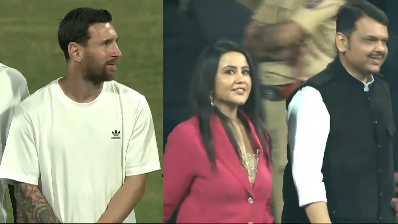 Lionel Messi And Devendra Fadnavis Wife Amruta Fadnavis Visuals At Wankhede Stadium | NewsBuzz