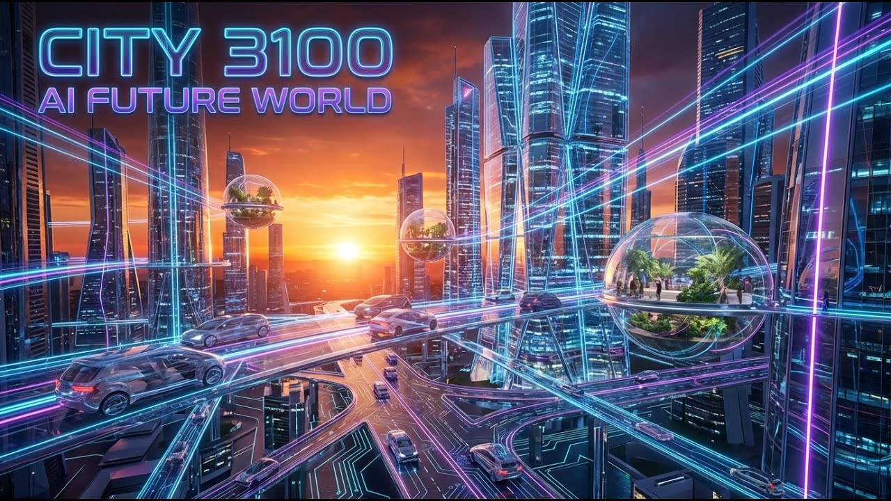 The World in 3100: AI Smart City With Flying Transit (4K)