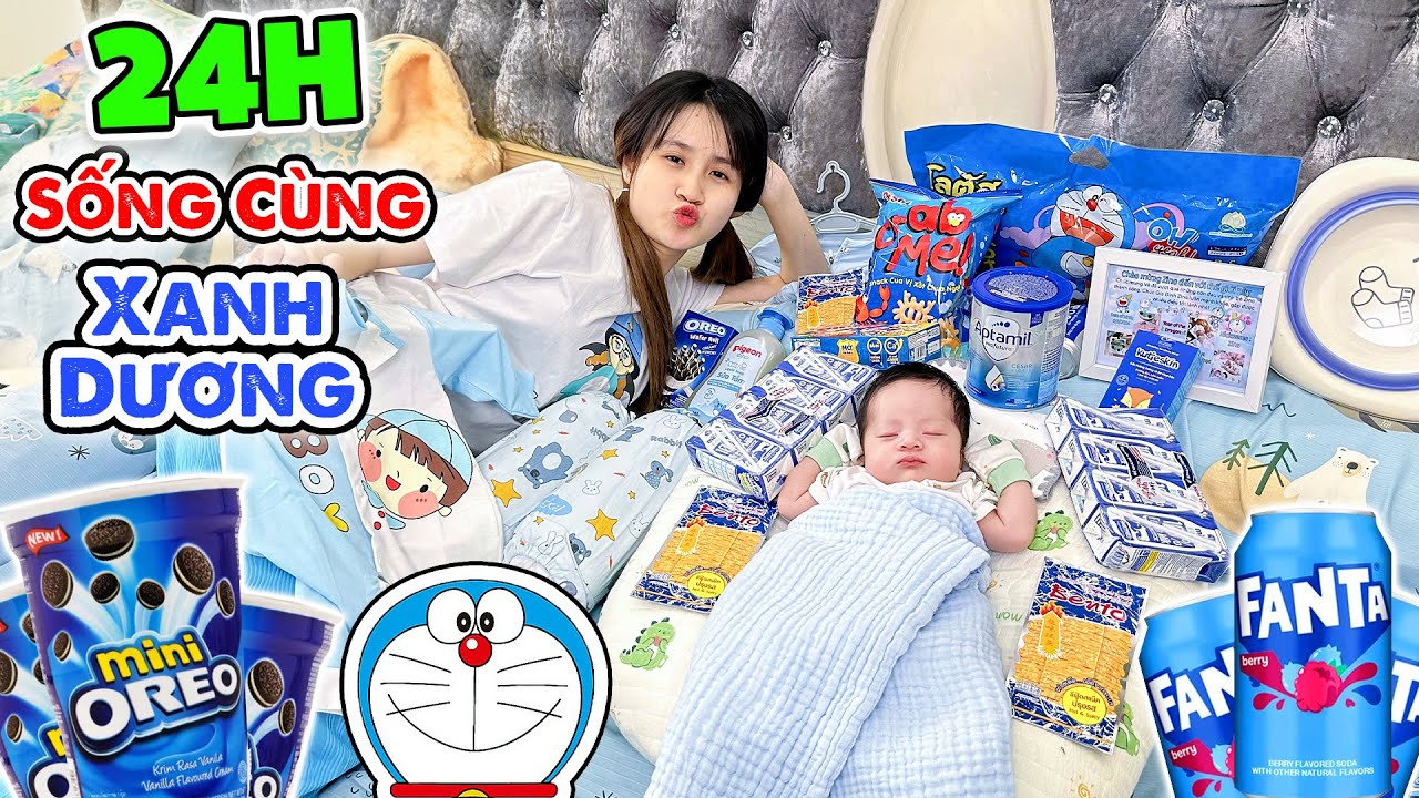 Thử Thách 24h Toàn Đồ Màu Xanh Dương Với Zino - Vê Vê Channel