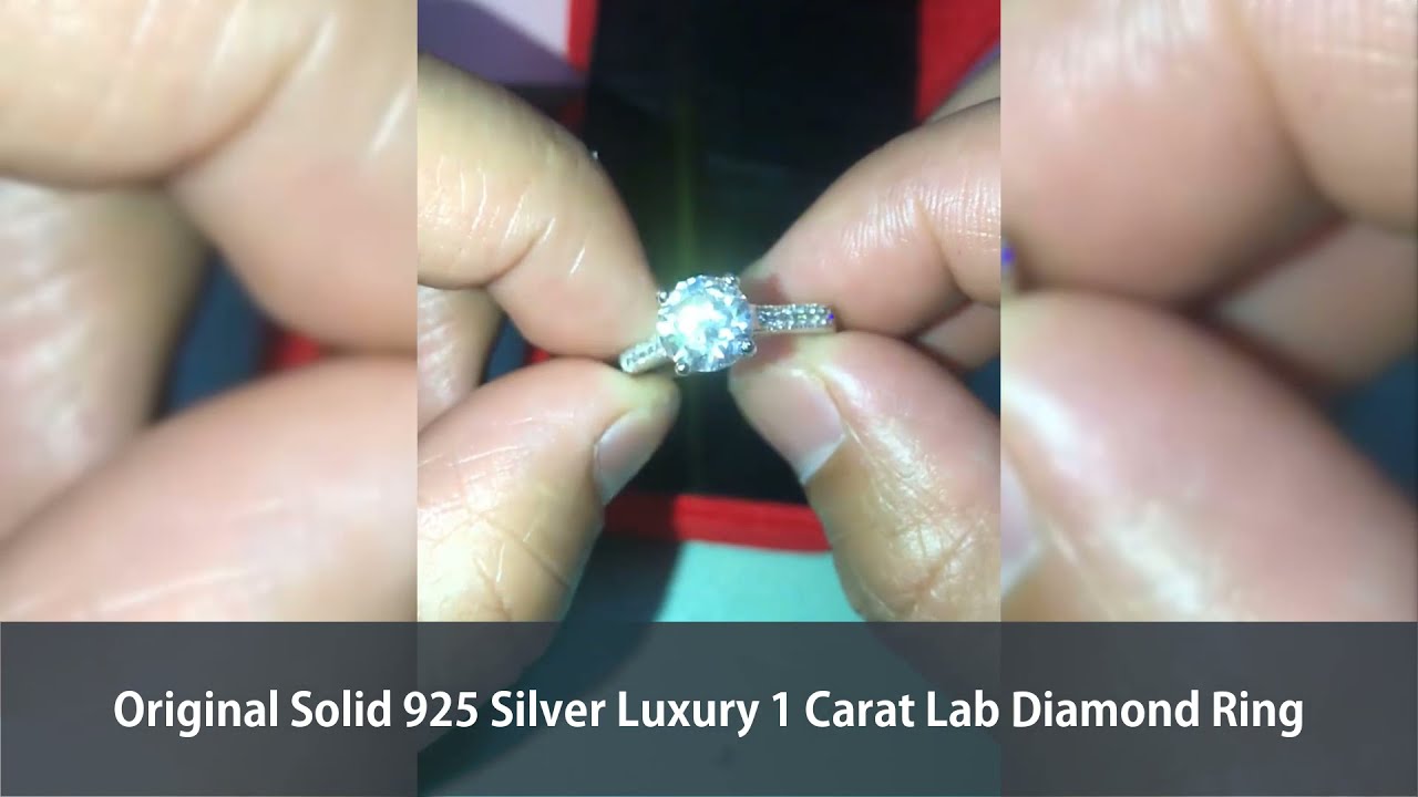 Original Solid 925 Silver Luxury 1 Carat Lab Diamond Ring