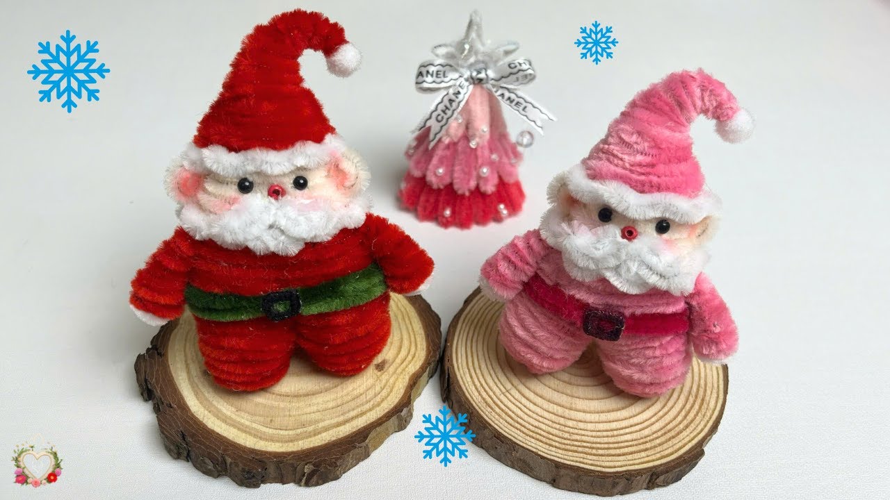 💓Christmas tree decoration💓How to make a cute Santa keychain with Pipe Cleaner !