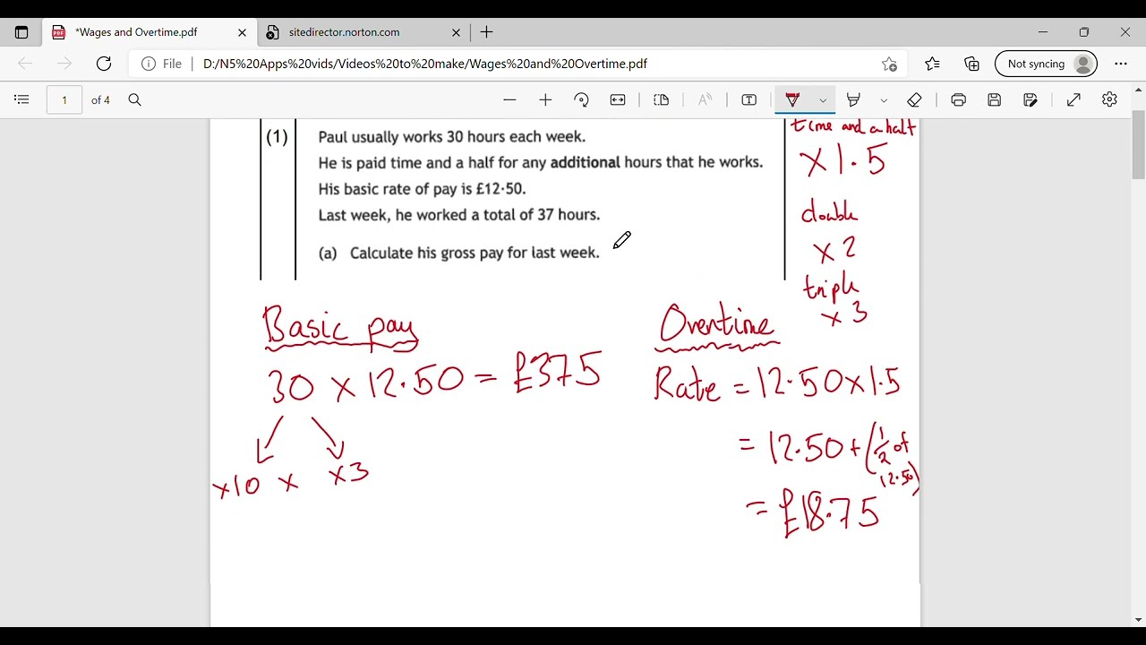 N5 Apps Wages and Overtime exam questions