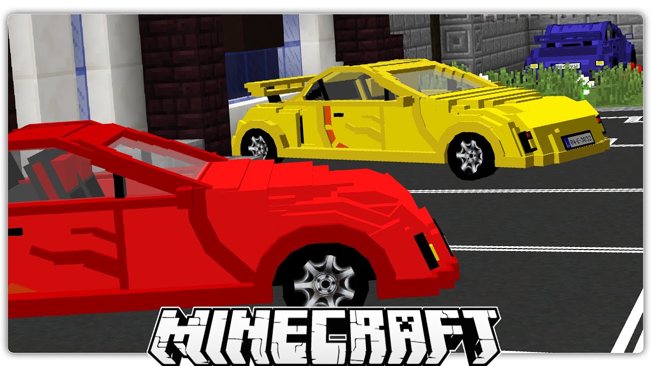 This is an IN-GAME Screenshot... Car Racing in Minecraft 1.9