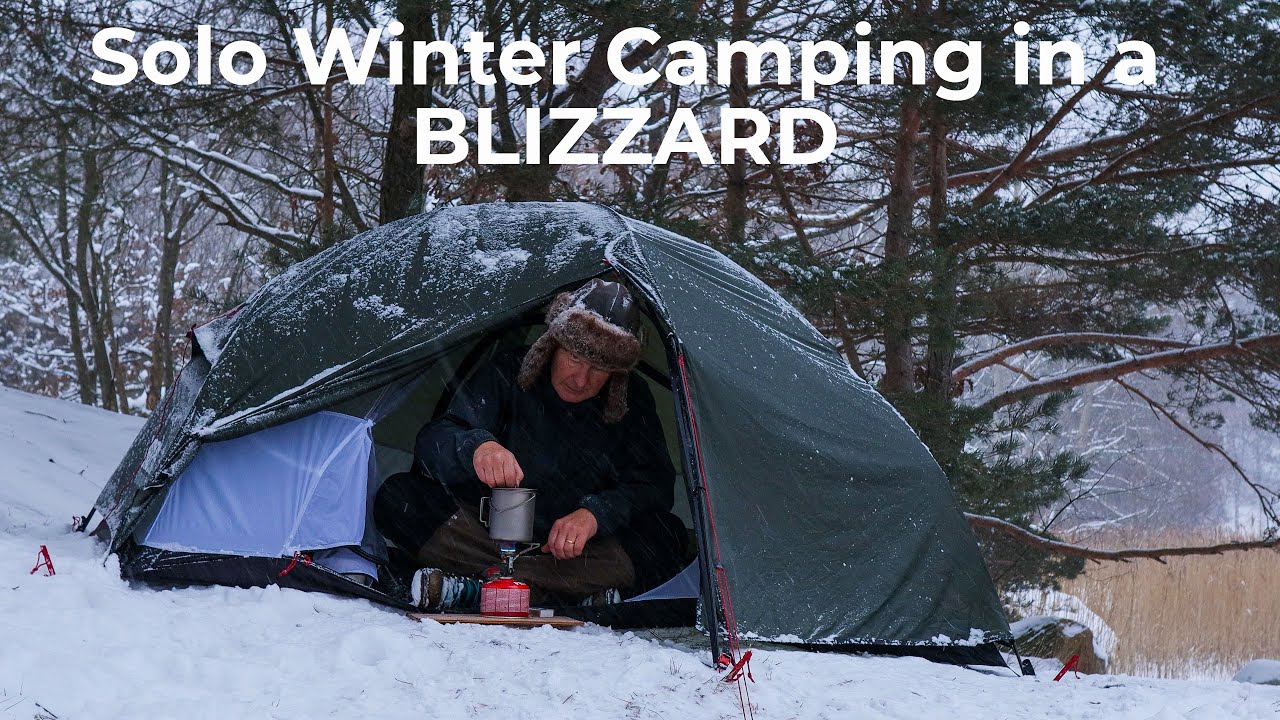 Solo Winter Camping in a Blizzard, Winter hiking with a Pulk sled and a Urberg tent, Snowstorm