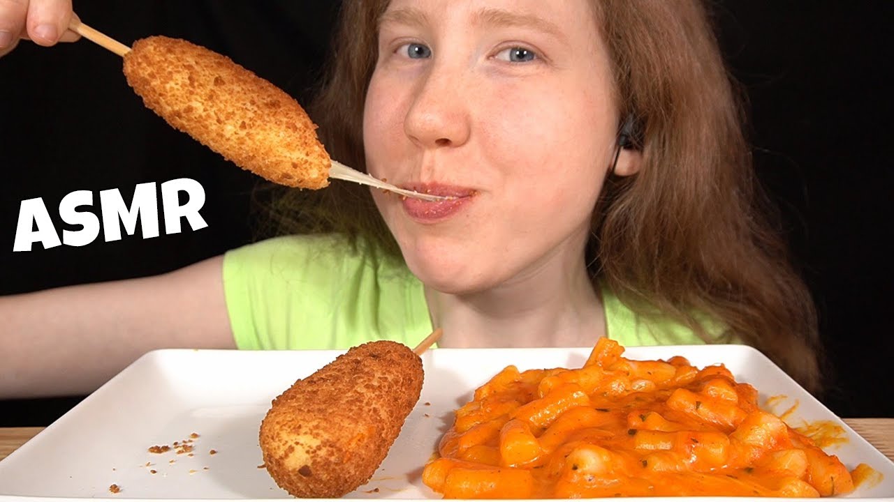 ASMR CHEESY CORN DOG & TTEOKBOKKI MUKBANG (No Talking) EATING SOUNDS