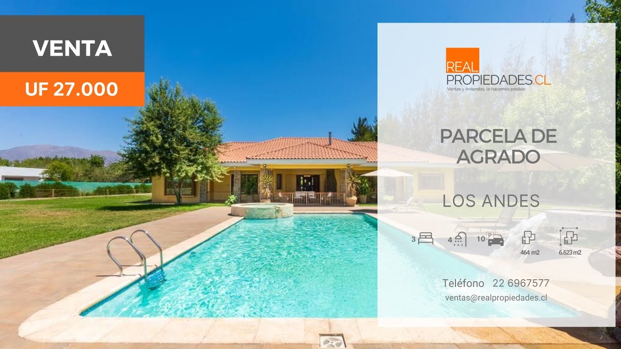 Espl&eacute;ndida Parcela en venta, cocina tipo isla, gran quincho y piscina temperada, Los Andes, Chile