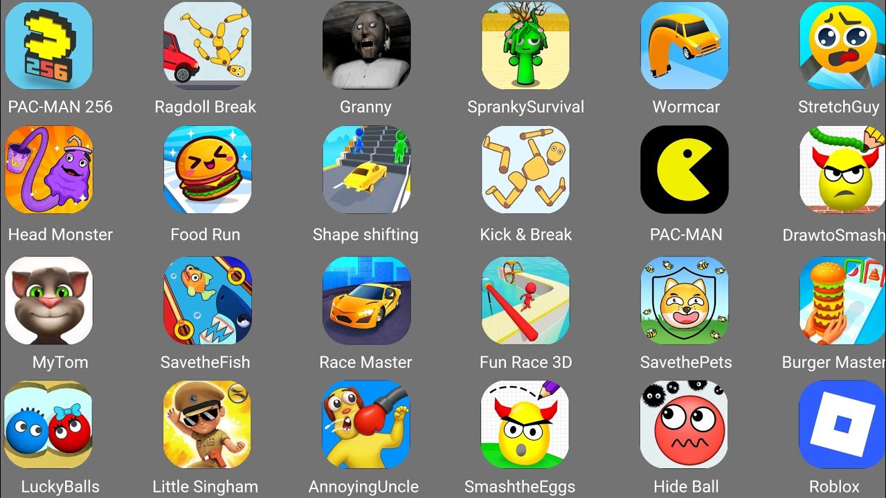 Spranky Survival, Clashof clans,Save The Fish, Kick & Break, Stretch Guy, Doge Rescue, Food Run