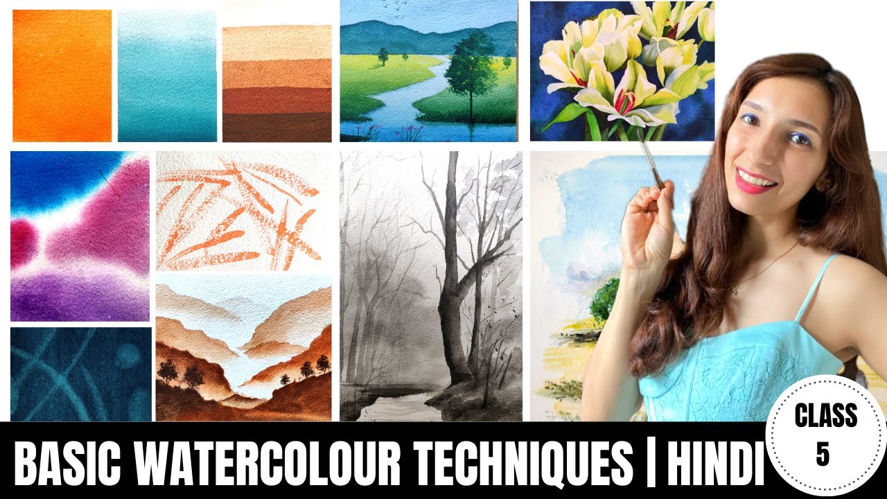 WATERCOLOUR TECHNIQUES FOR BEGINNERS | HINDI | CLASS 5