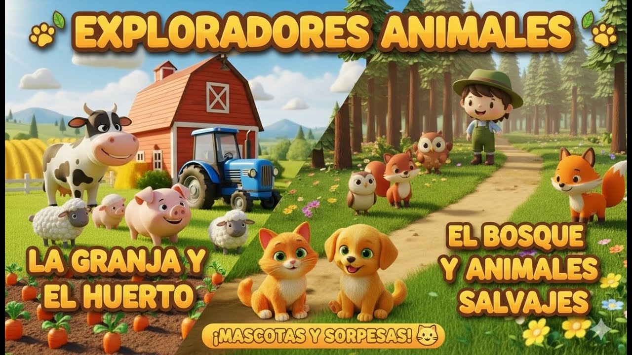 Aprende los Animales: Granja, Bosque y Mascotas 🐶🐮 | Video Educativo para Niños