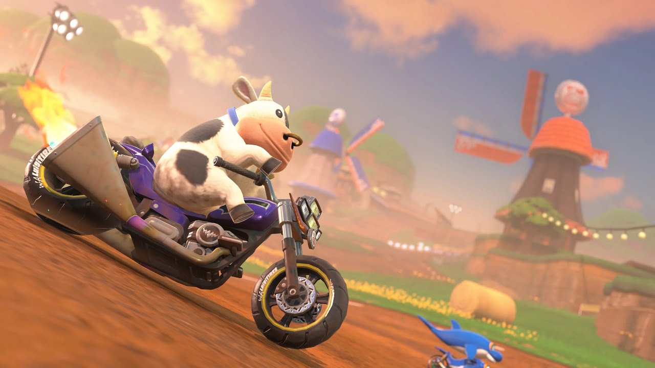 Nintendo Switch 2 Mario Kart World Knockout Tour and Open World Exploration Cow Gameplay