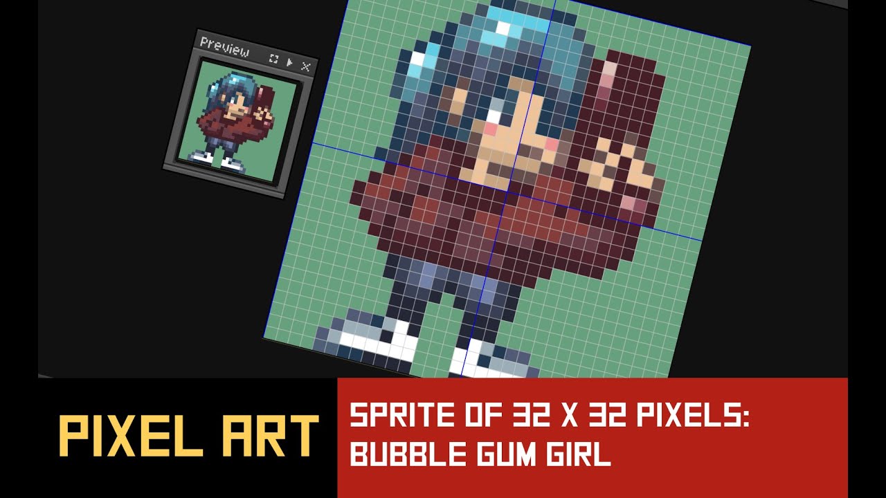Pixel Art- BubbleGum Girl (32 x 32 px short sprite animation)