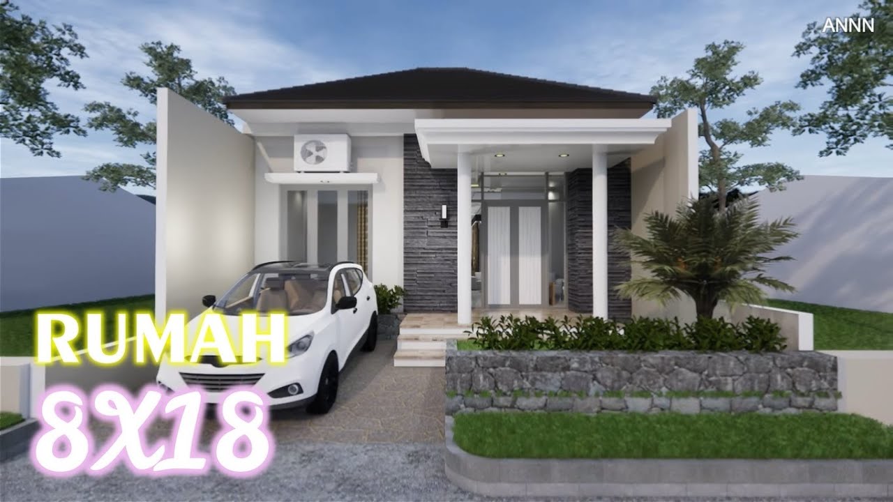 Rumah 1Lantai 8x18 Desain Dengan 3Kamar Tidur / House Design 8x18 Modern With 3Bedroom