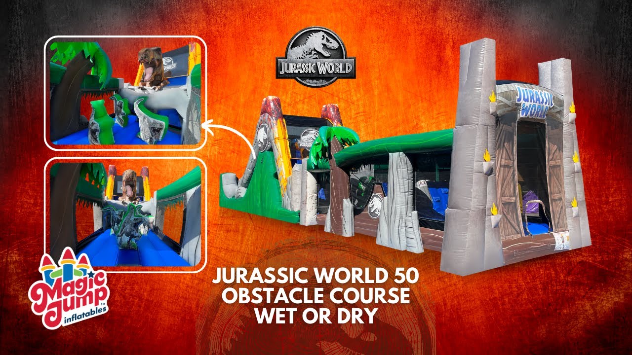 Official Jurassic World 50 Wet/Dry Inflatable Obstacle Course from Magic Jump Inc.
