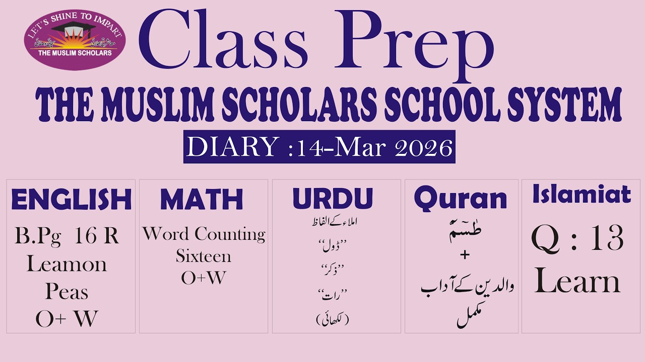 Class Prep  Online Class , 14 March 2026 , Tmsss
