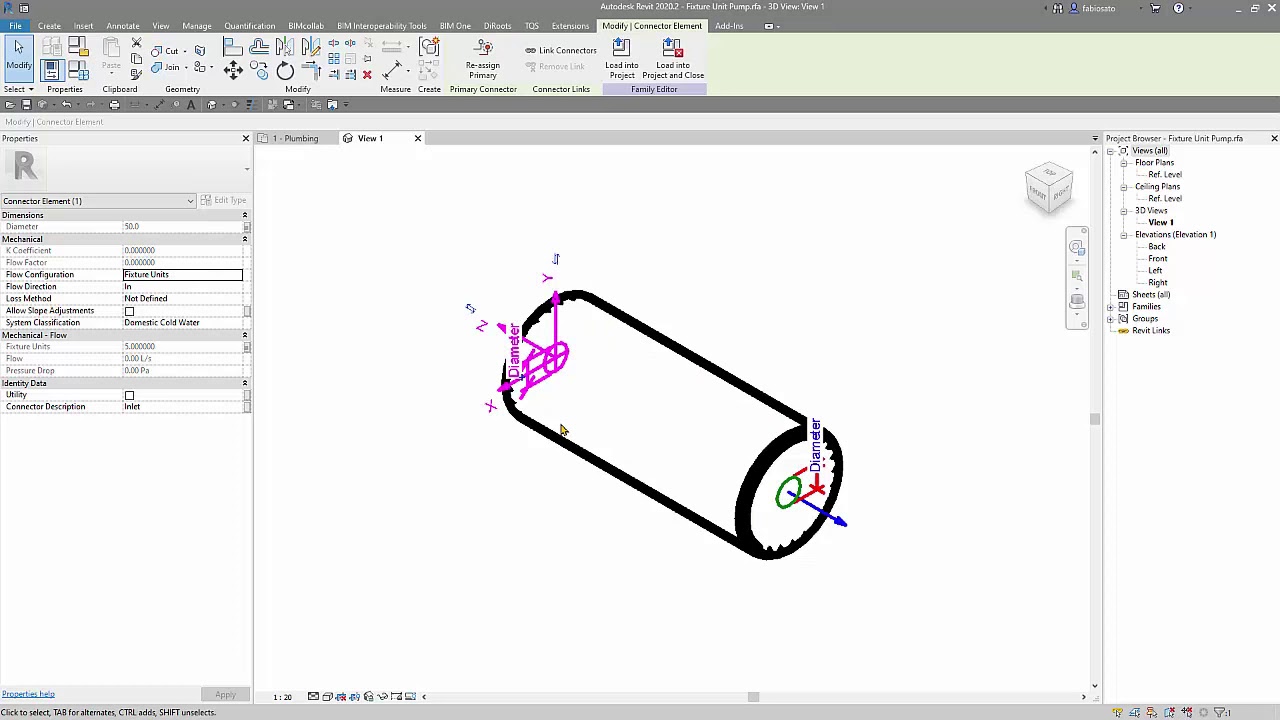Revit MEP - How to setup an input pipe connector to calculated using fixture units