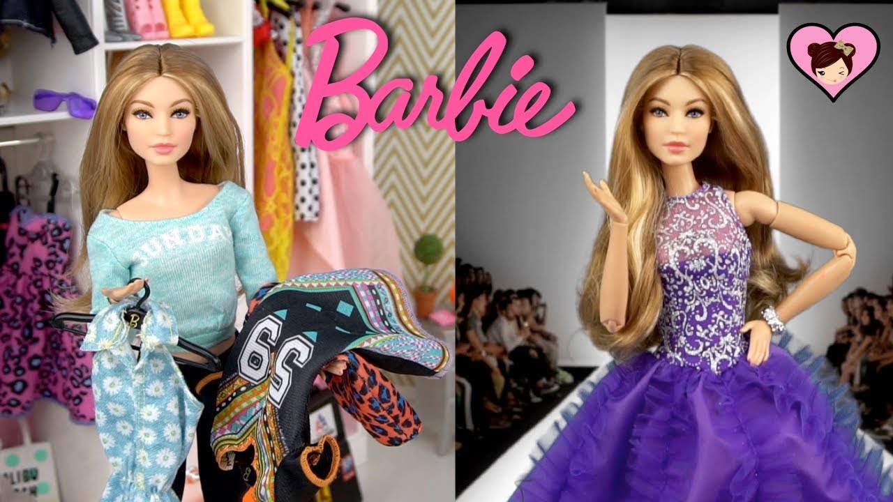 Barbie Doll Travel Morning Routine & Fashion Show Toy Video
