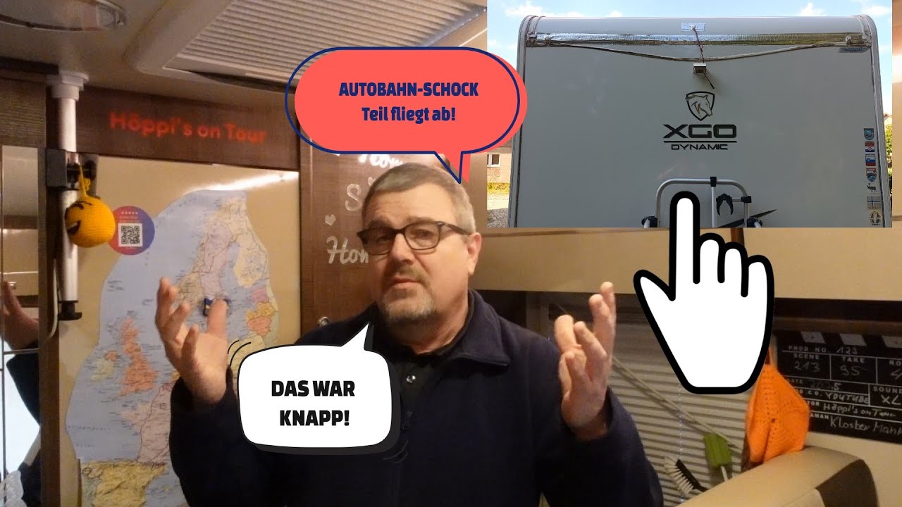 Schockmoment auf der Autobahn: Verkleidungsteil fliegt vom Wohnmobil ab!
