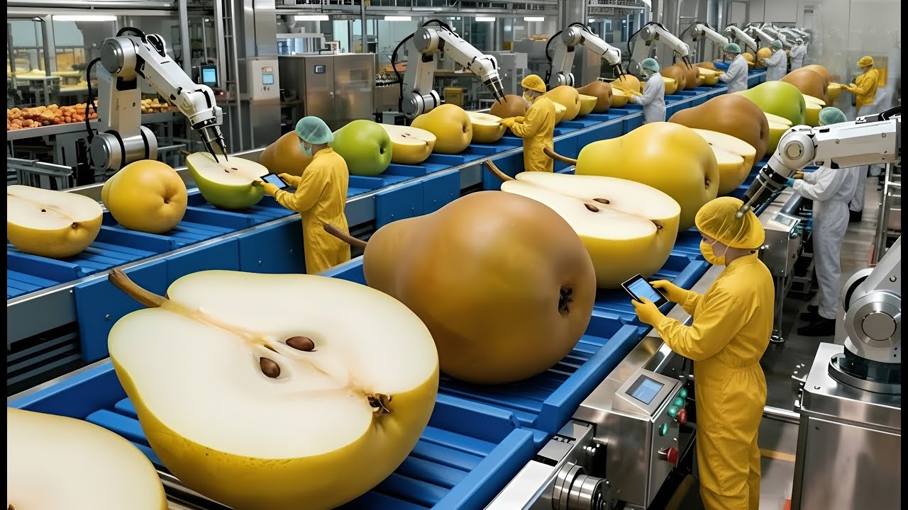 Inside a Modern Pear Processing Plant: From Fresh Pears to Crystal-Clear Pear Juice (FULL PROCESS)..