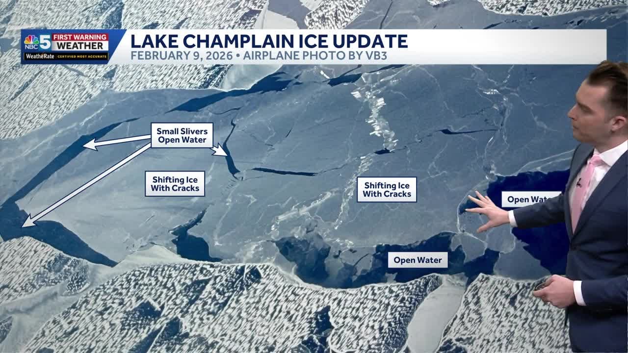 Lake Champlain 99 percent frozen as of February 9, 2026 (02-09-26)