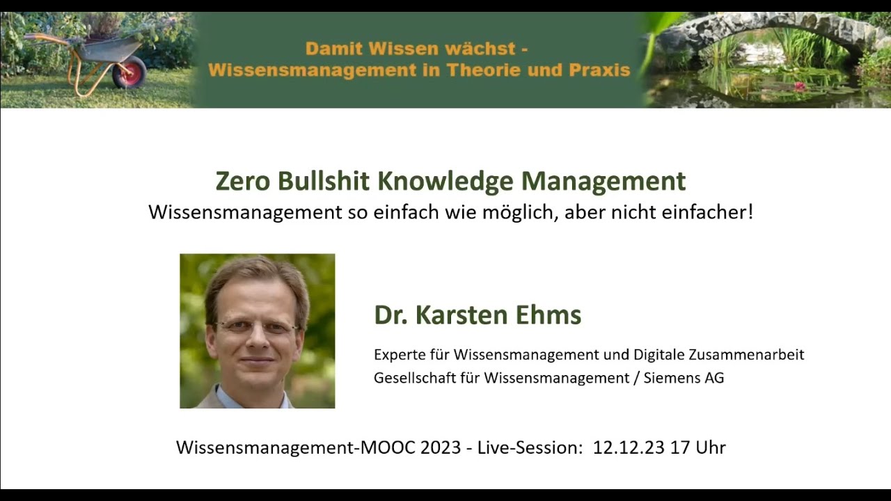 Zero Bullshit Knowledge Management (WMOOC)