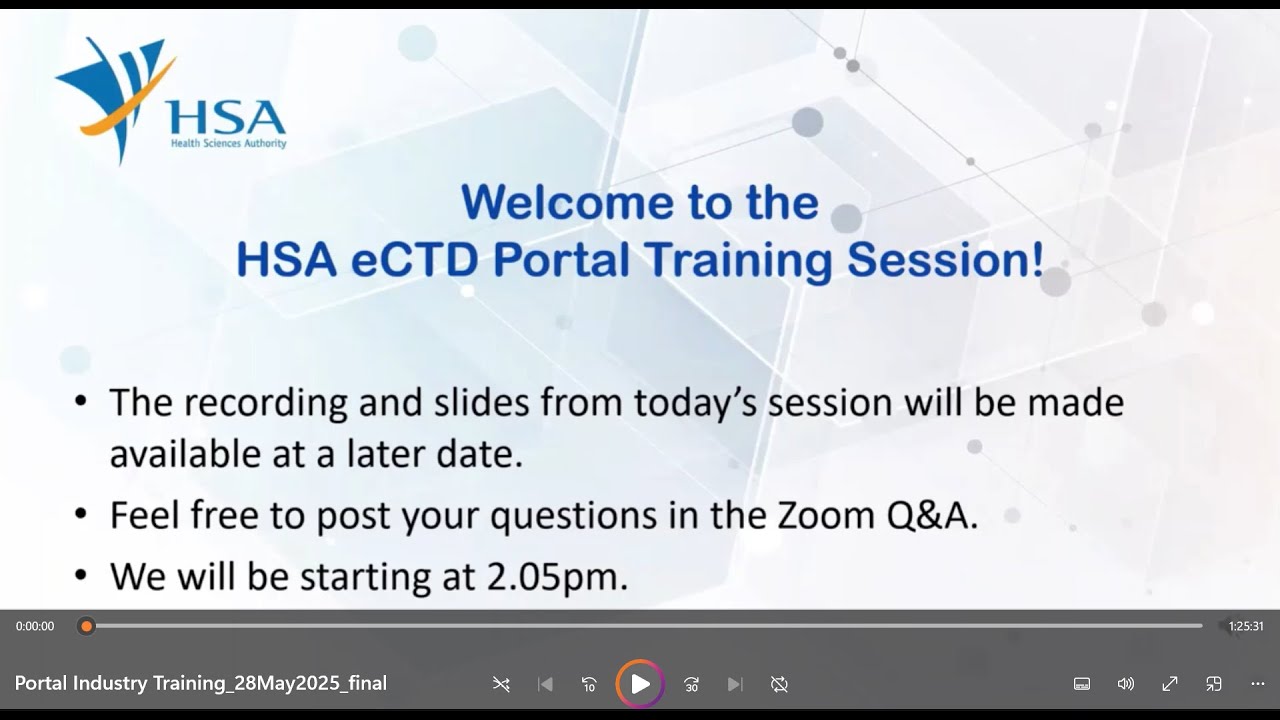 HSA eCTD Portal Training Session