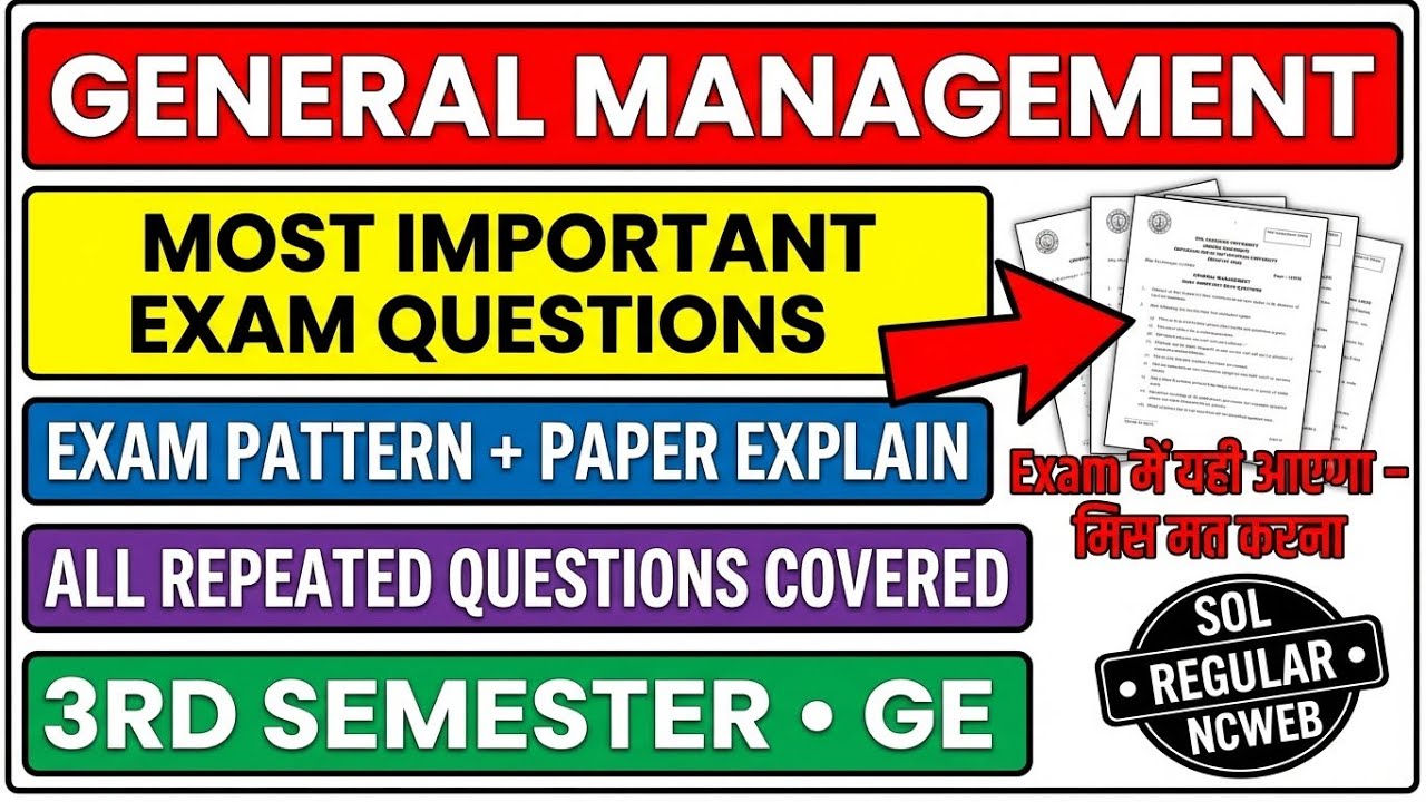 General Management Important Questions 3rd Semester GE Question Paper Explain SOL REGULAR NCWEB