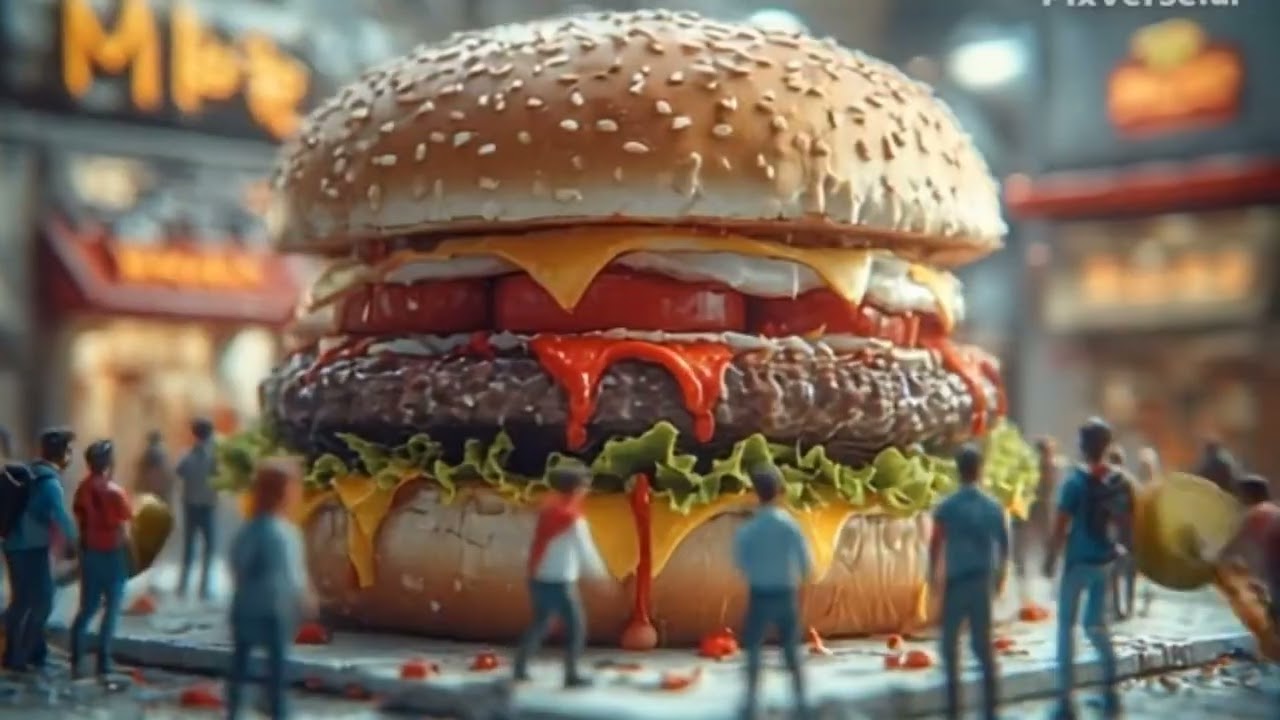 Miniature Chefs Making a Hamburger for Humans