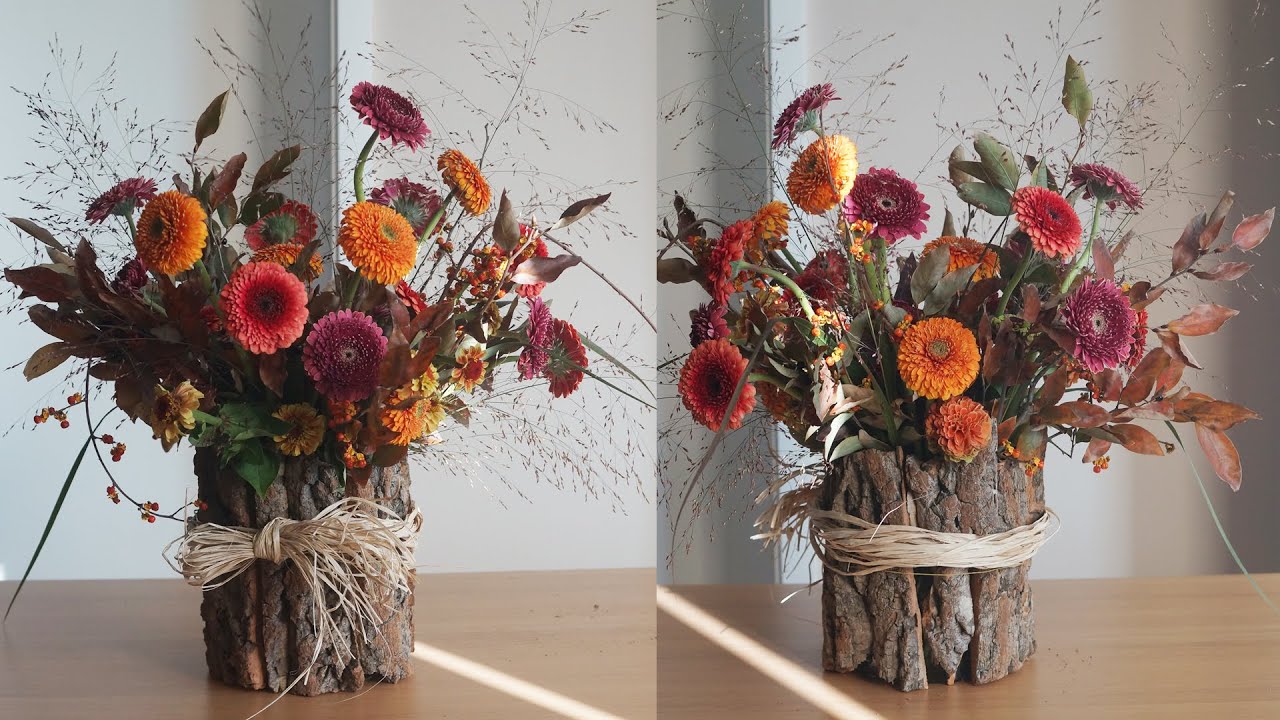 [꽃수업] 가을꽃 (할로윈 꽃꽂이) / [Flower Lesson] Autumn flower arrangement (Halloween flower arrangement)