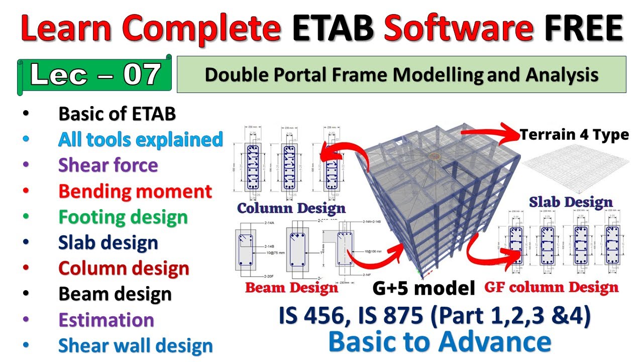 ETABS Free Course| Double Portal Frame Modeling and Analysis | Lec no 7 #etabs #civilengineering