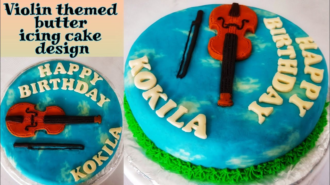 Violin Cake | Violin themed butter icing cake design | Easy Butter Icing.