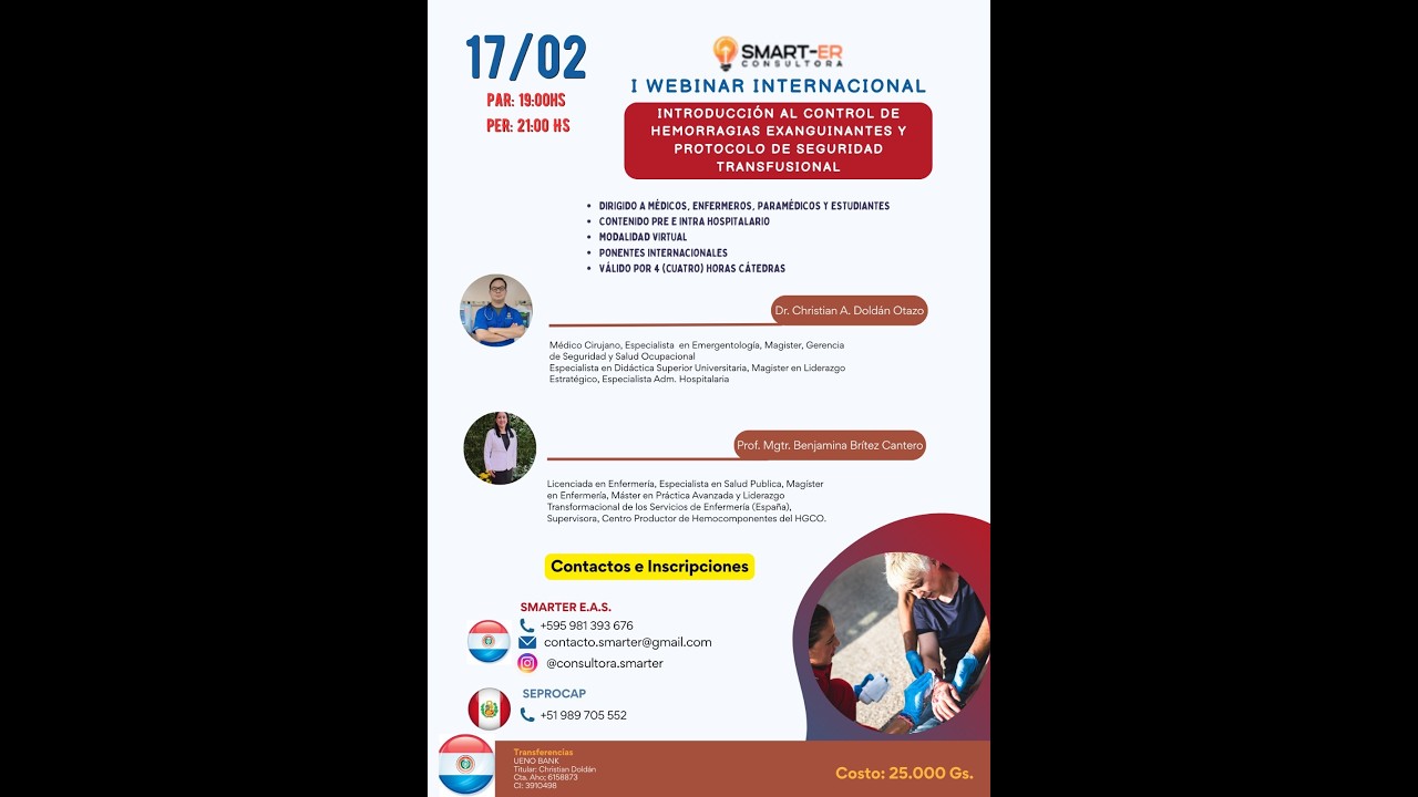 Webinar Internacional: Control de Hemorragias Exanguinantes y Protocolo de Seguridad Transfusional